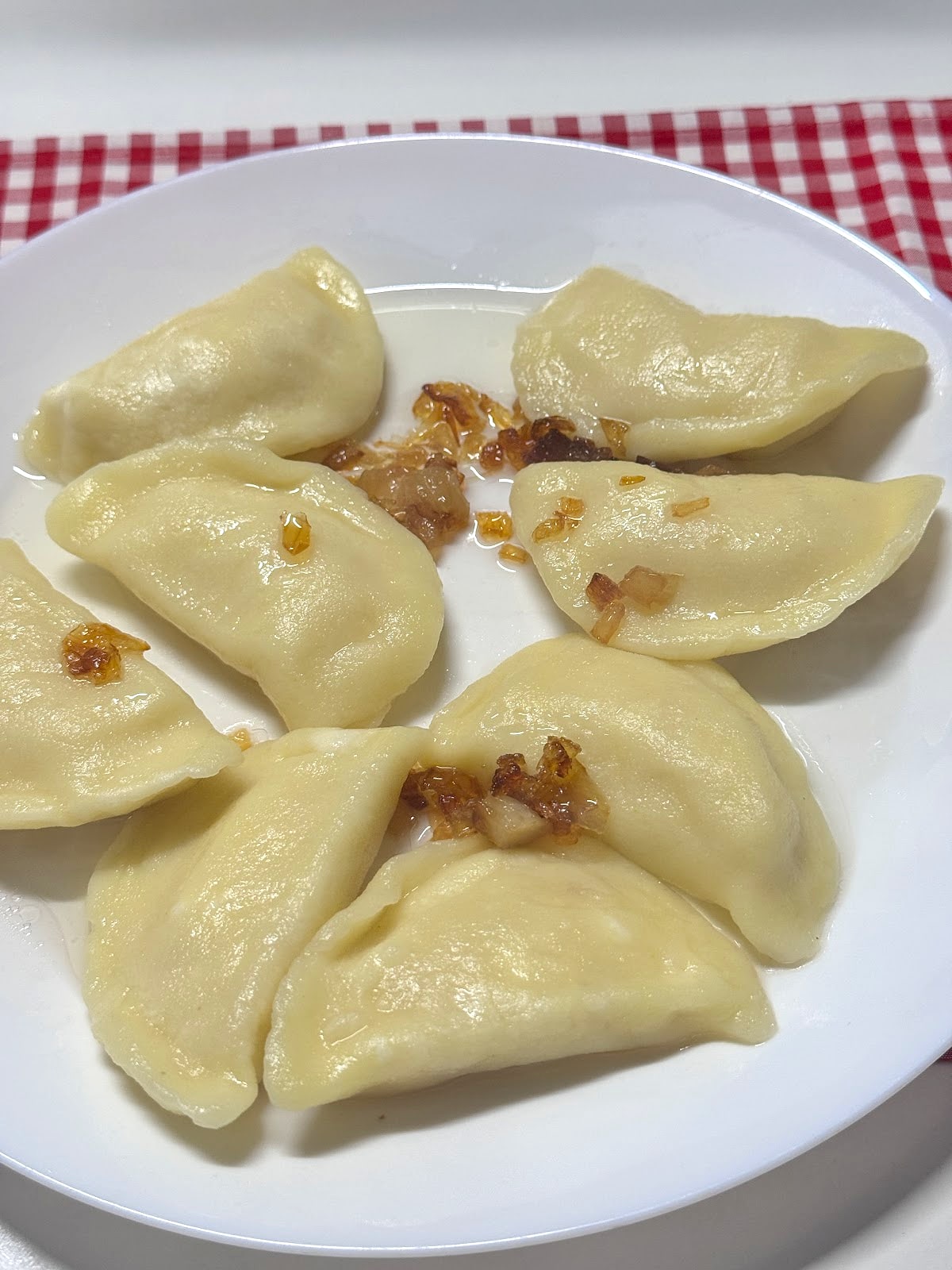 Close view of handmade pierogi